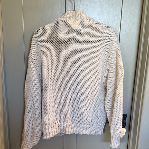 Anthropology Maeve Cream Knit Cardigan with Floral Details - Picture 3 of 9